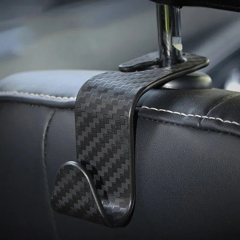 4PCS Car Seat Hook Multi-Purpose Carbon Fibre Texture Car Seat Back Creative Multi-function On-Board Hooks