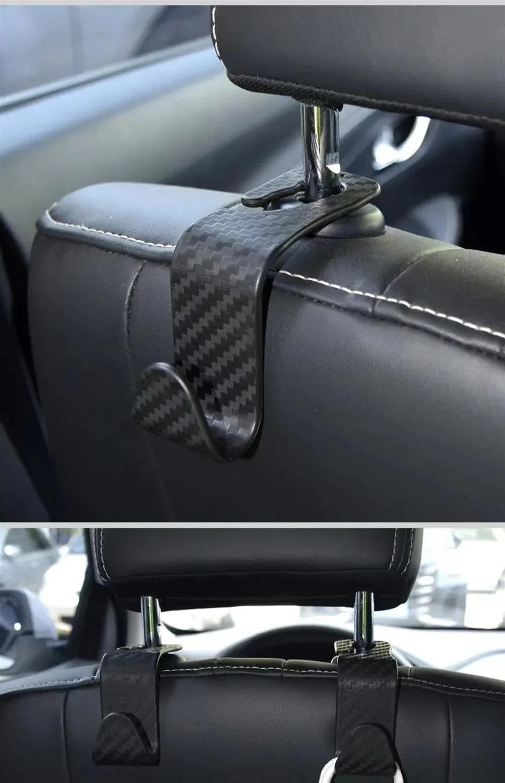 4PCS Car Seat Hook Multi-Purpose Carbon Fibre Texture Car Seat Back Creative Multi-function On-Board Hooks