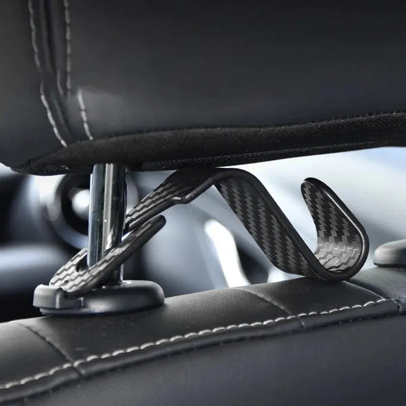 4PCS Car Seat Hook Multi-Purpose Carbon Fibre Texture Car Seat Back Creative Multi-function On-Board Hooks