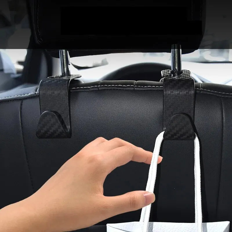 4PCS Car Seat Hook Multi-Purpose Carbon Fibre Texture Car Seat Back Creative Multi-function On-Board Hooks